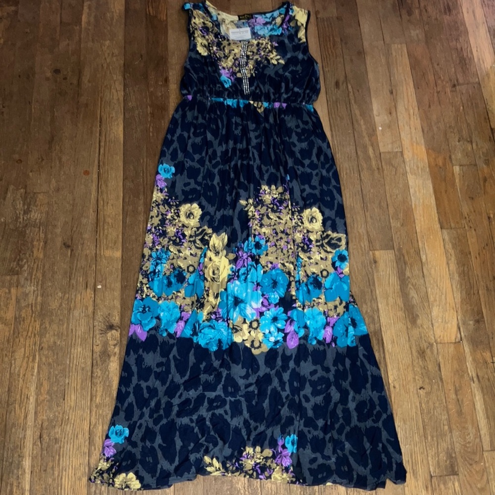 Floral Dress with Blue and Purple